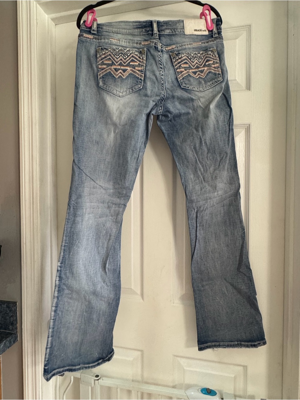 Grace Light Blue Boot Cut Jeans with Embroidered Back Pockets
